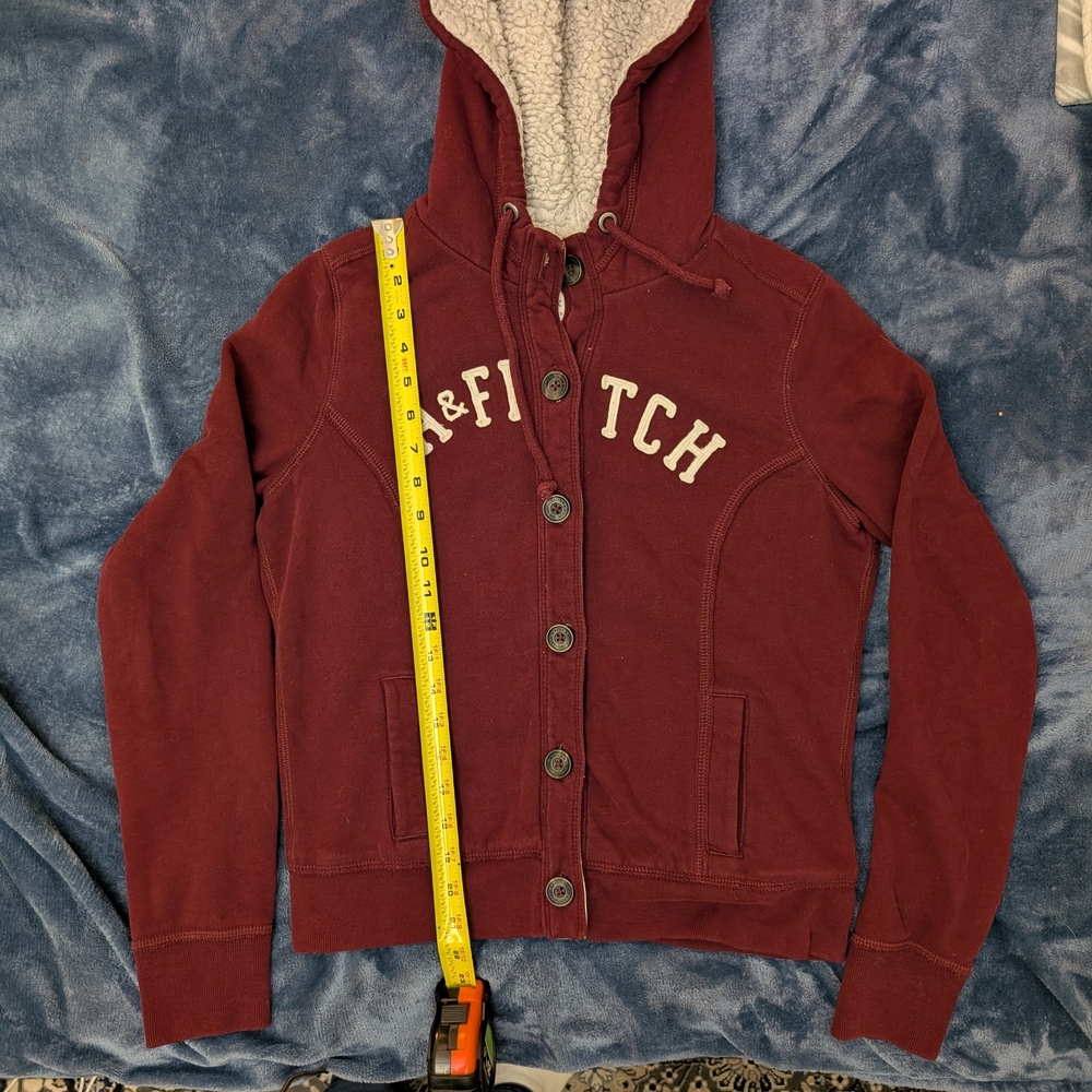 Vintage Women's Abercrombie & Fitch Maroon Jacket with Plush Lining Y2K - Picture 3 of 8